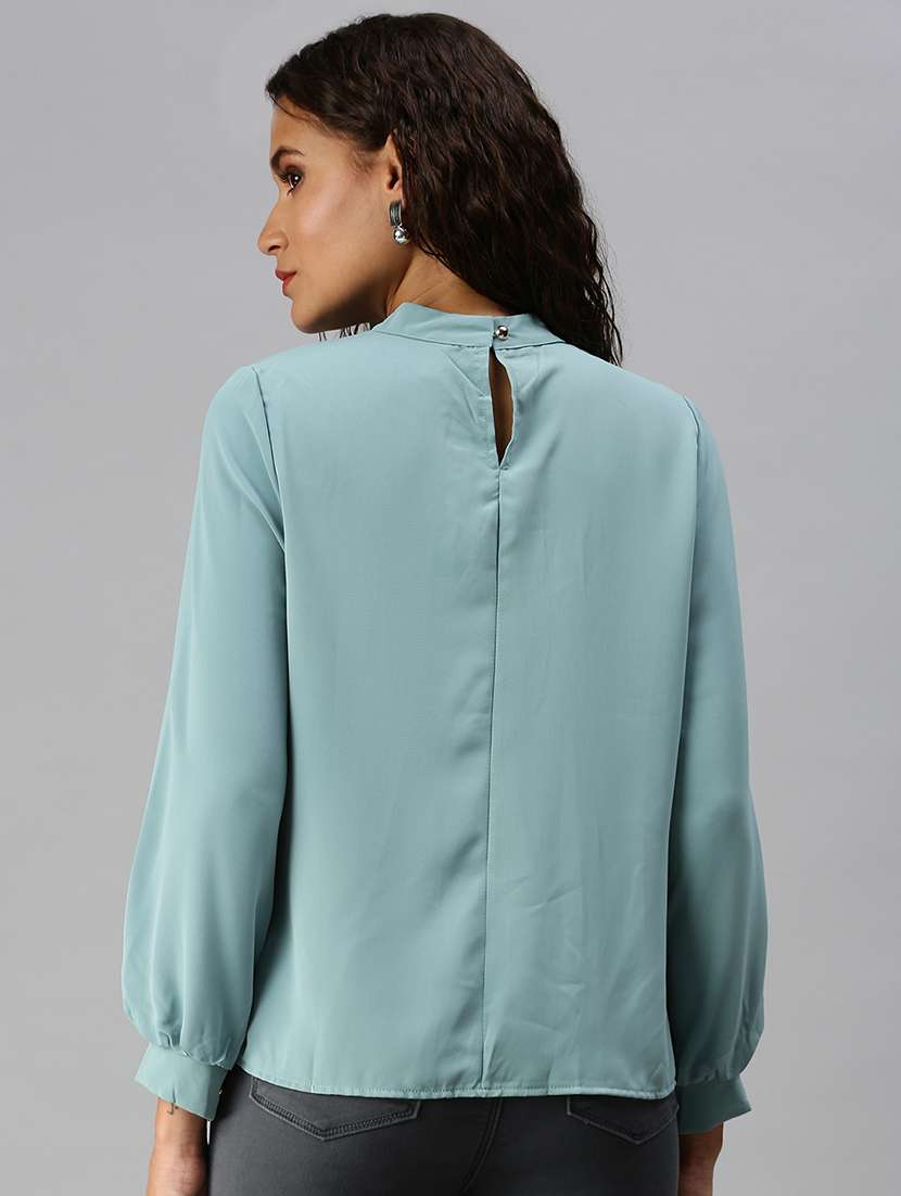 women's straight mandarin neck top - 18392278 - Standard Image - 2