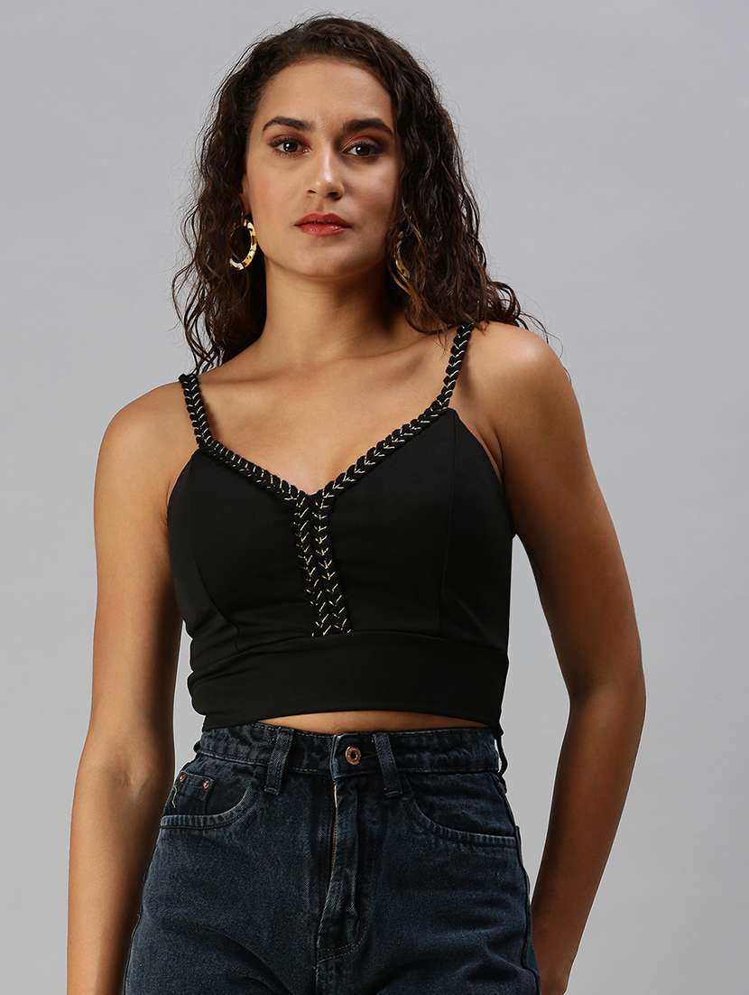 women's crop shoulder strap top