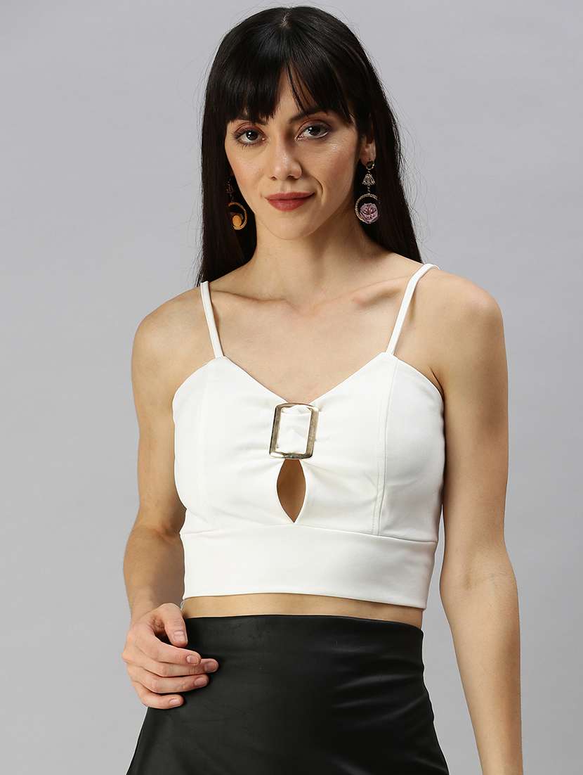 women's crop shoulder strap top