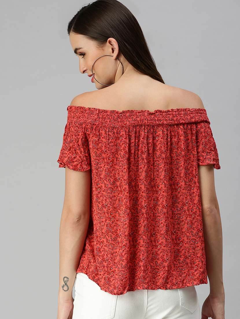 off shoulder floral a-line top - 18392332 -  Standard Image - 2
