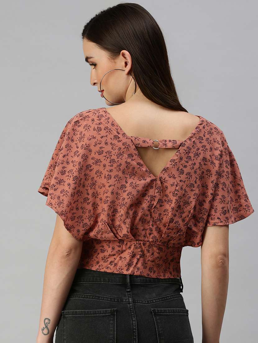 women's crop v neck top - 18392337 - Standard Image - 2