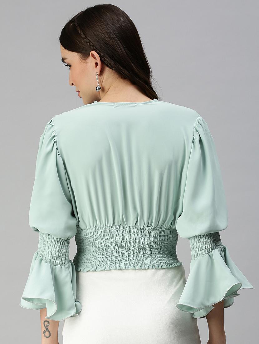 women's crop v neck top - 18392369 - Standard Image - 2