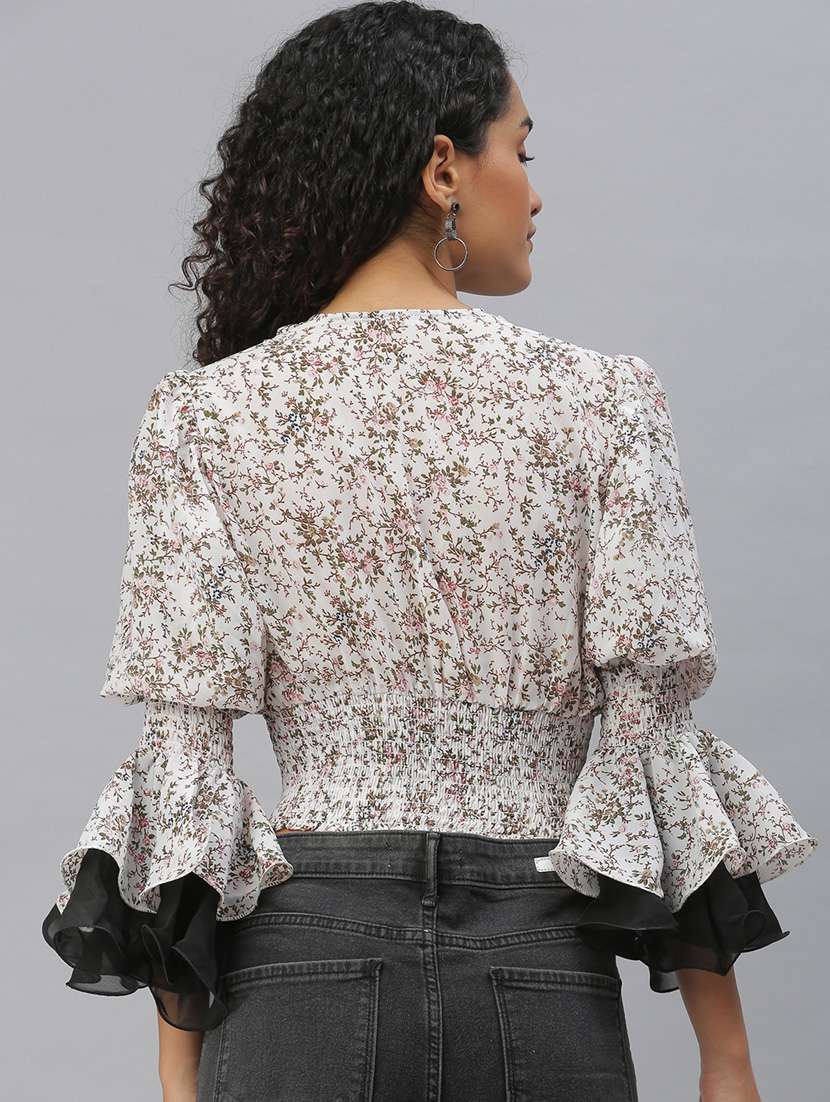 women's crop v neck top - 18392378 - Standard Image - 2