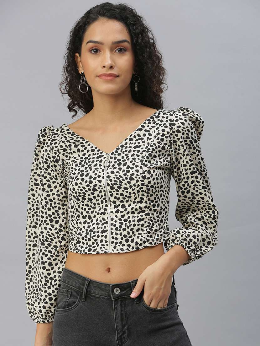 women's crop v neck top