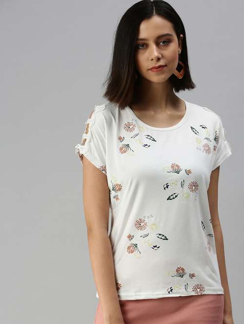 short sleeved floral regular top - 18392629 -  Standard Image - 0
