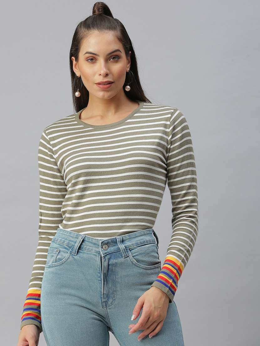 long sleeved striped regular top