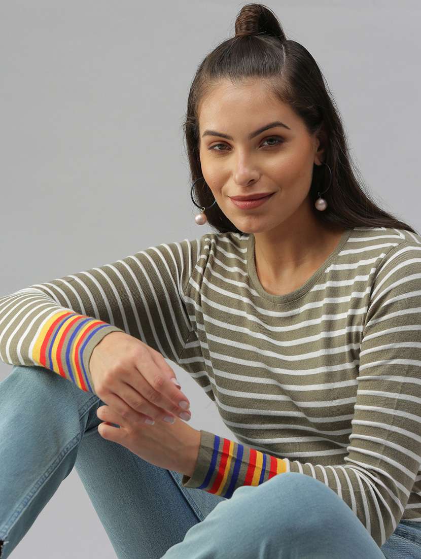 long sleeved striped regular top - 18392630 -  Standard Image - 2