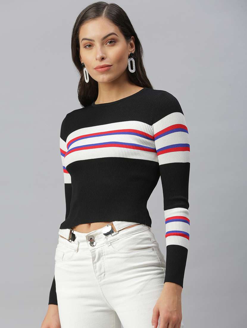 round neck striped regular top - 18392652 -  Standard Image - 2