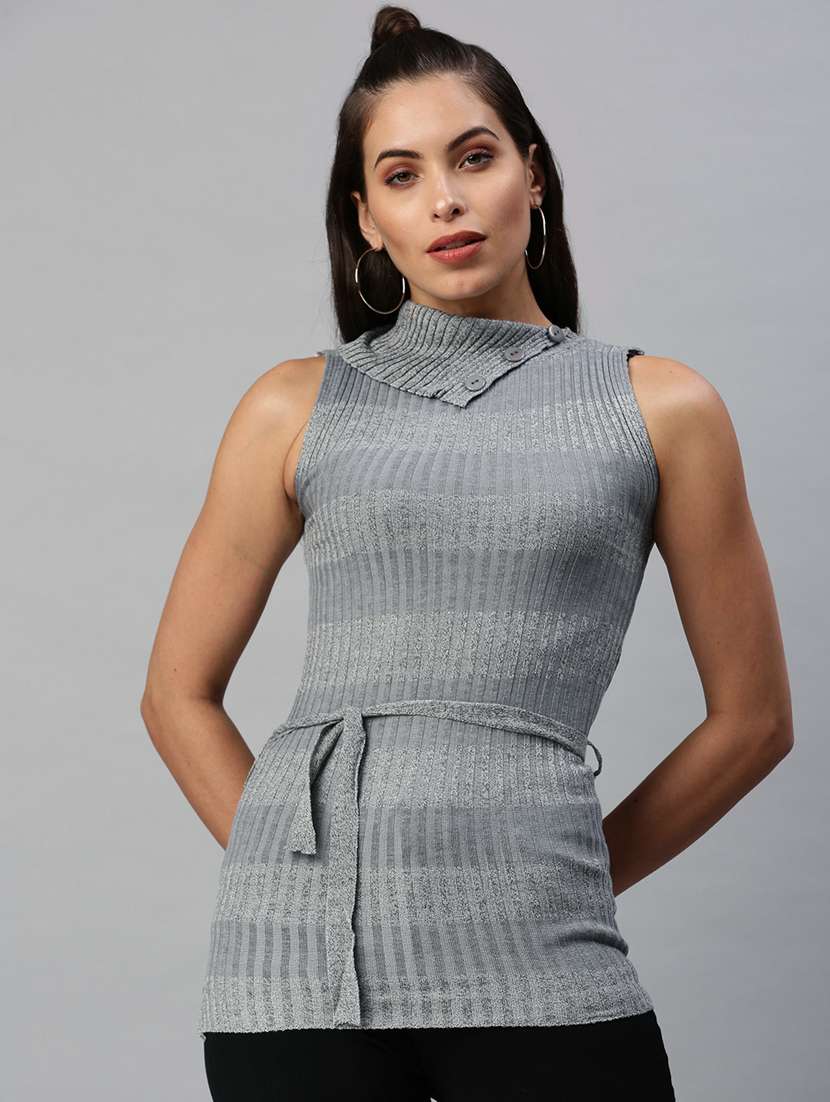 women's straight high neck top