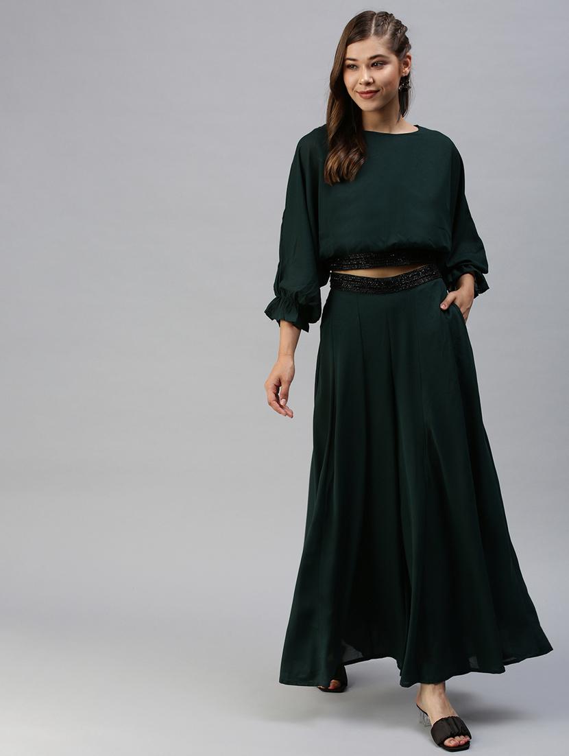 embellished top with palazzo set - 18392696 - Standard Image - 2