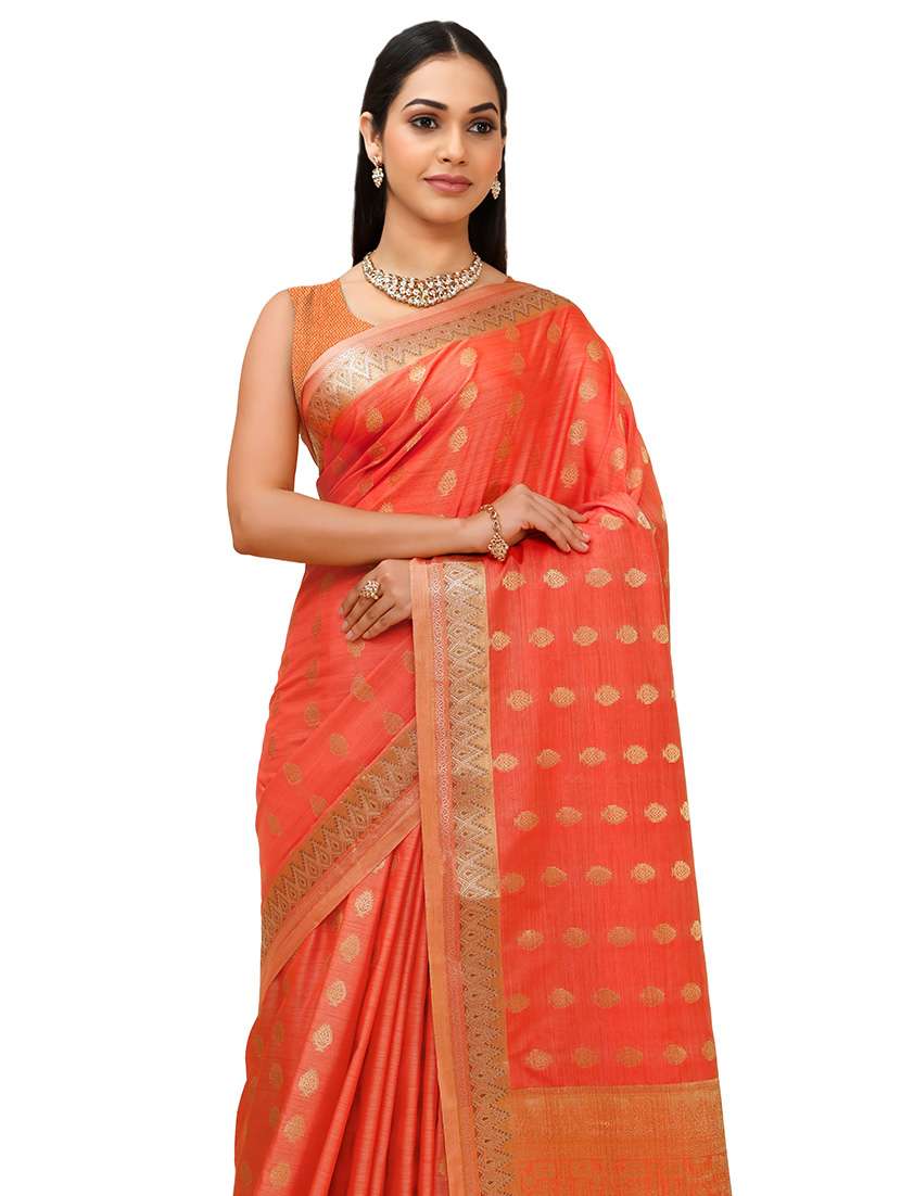 pink silk blend saree with blouse - 18392766 -  Standard Image - 2