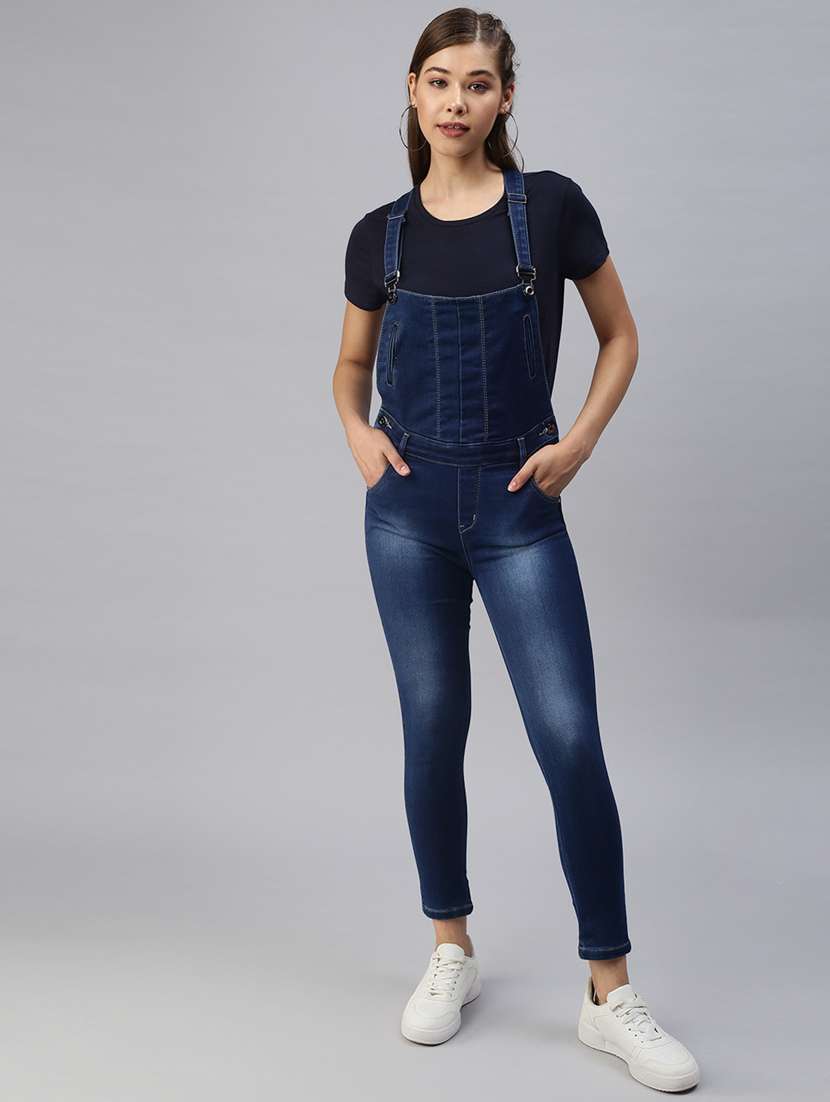 blue cotton dungaree jumpsuit