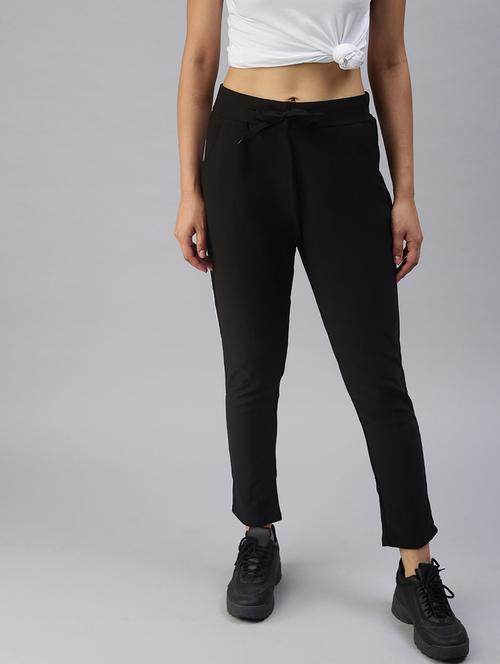 mid rise solid track pant - 18392946 -  Standard Image - 0