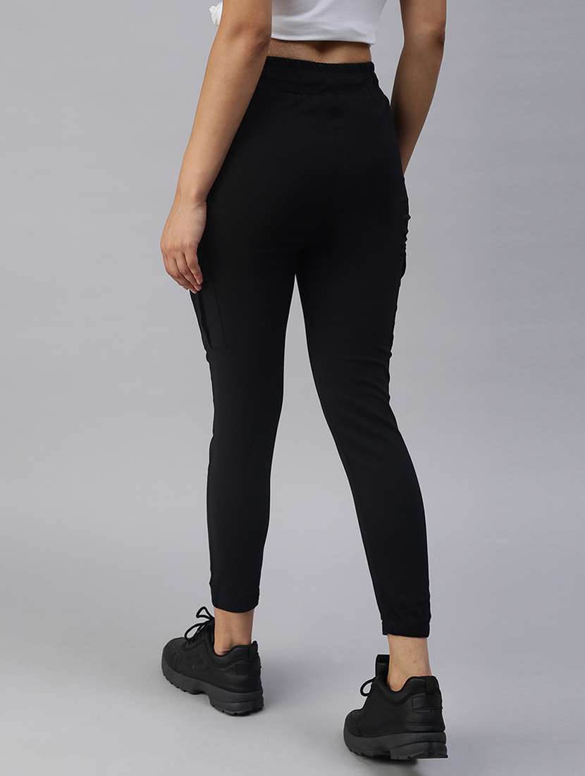 women solid black joggers - 18393003 - Standard Image - 2