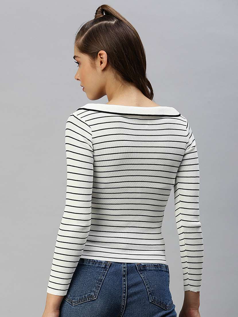 peter pan neck striped top  - 18393045 -  Standard Image - 2