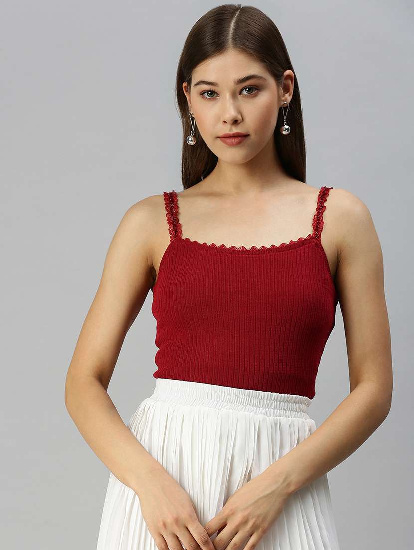 cami neck solid crop top 