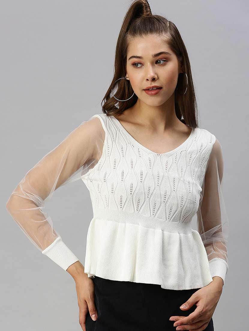 women's peplum v neck top