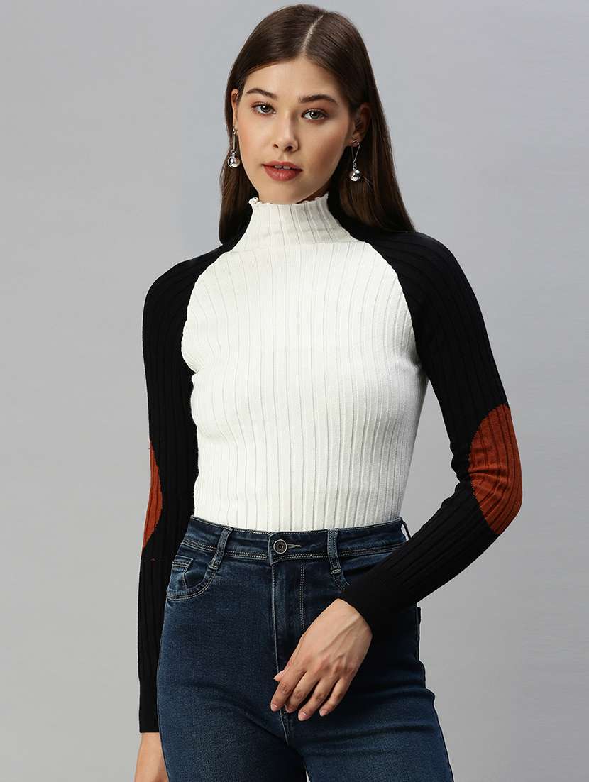 women's straight high neck top