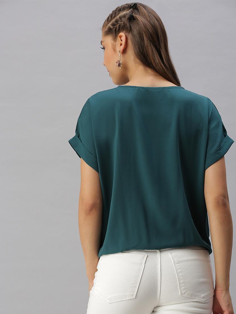 women's straight round neck top - 18393074 - Standard Image - 2