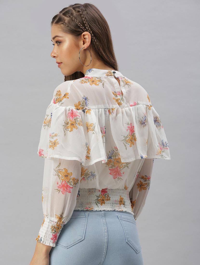 women's ruffle mock neck top - 18393078 - Standard Image - 2