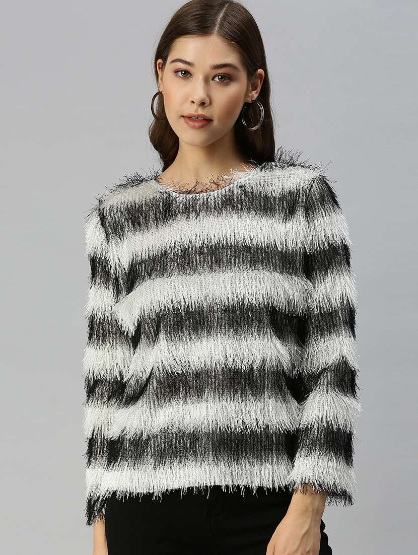 long sleeved striped regular top