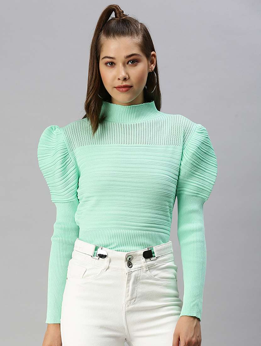 puff sleeved solid regular top