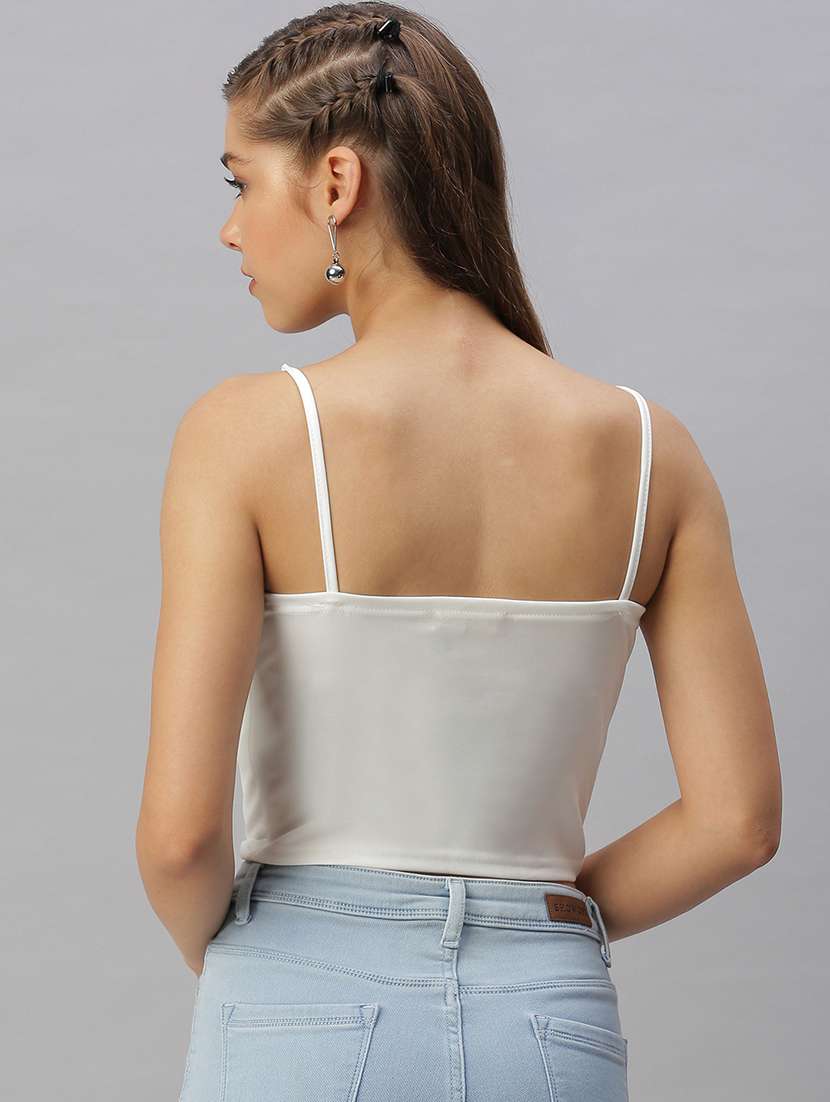 shoulder strap solid crop top - 18393091 -  Standard Image - 2