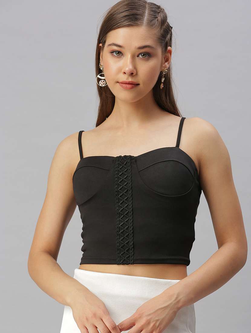 women's crop shoulder strap top