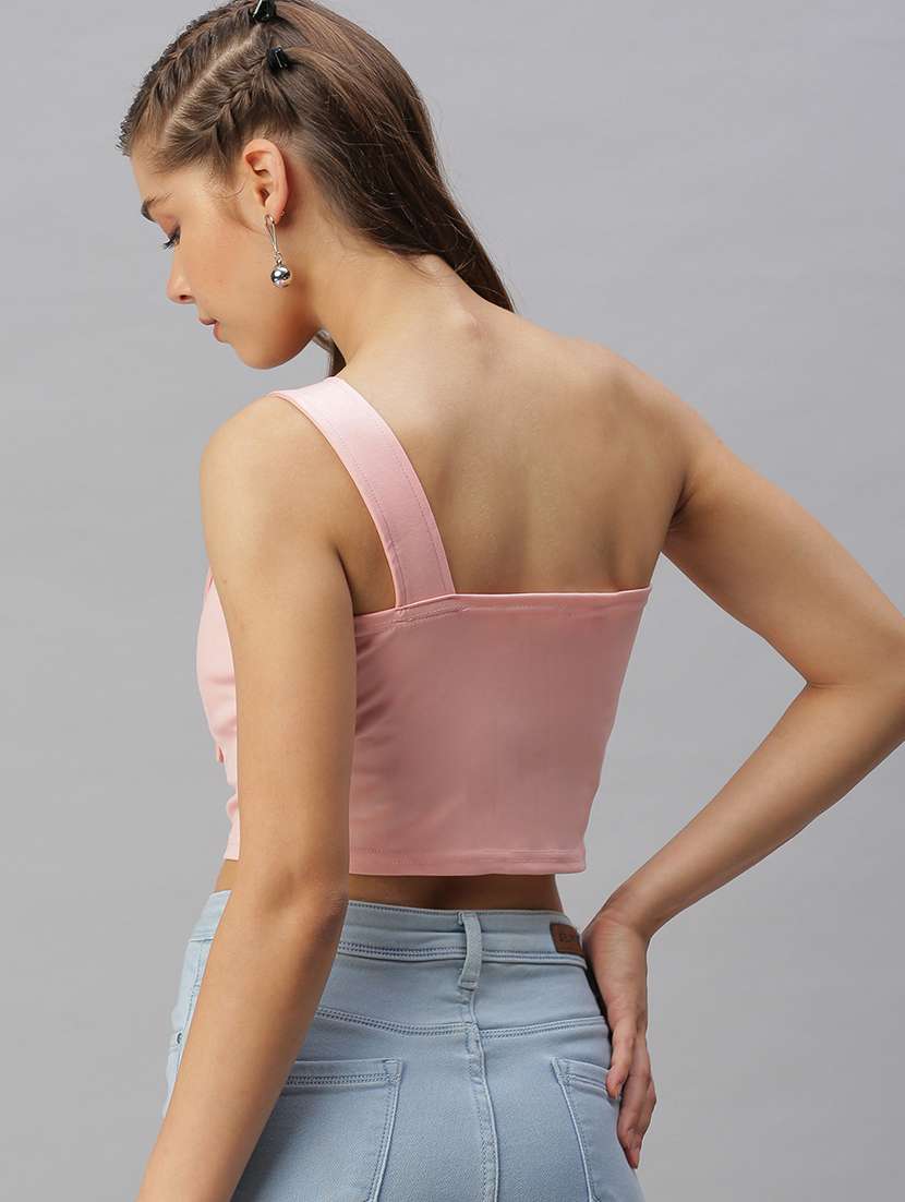 women's crop single shoulder top - 18393096 -  Standard Image - 2