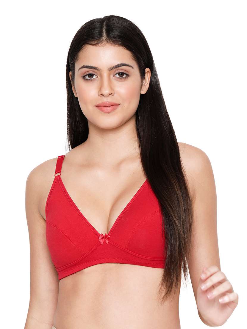 red solid plunge bra