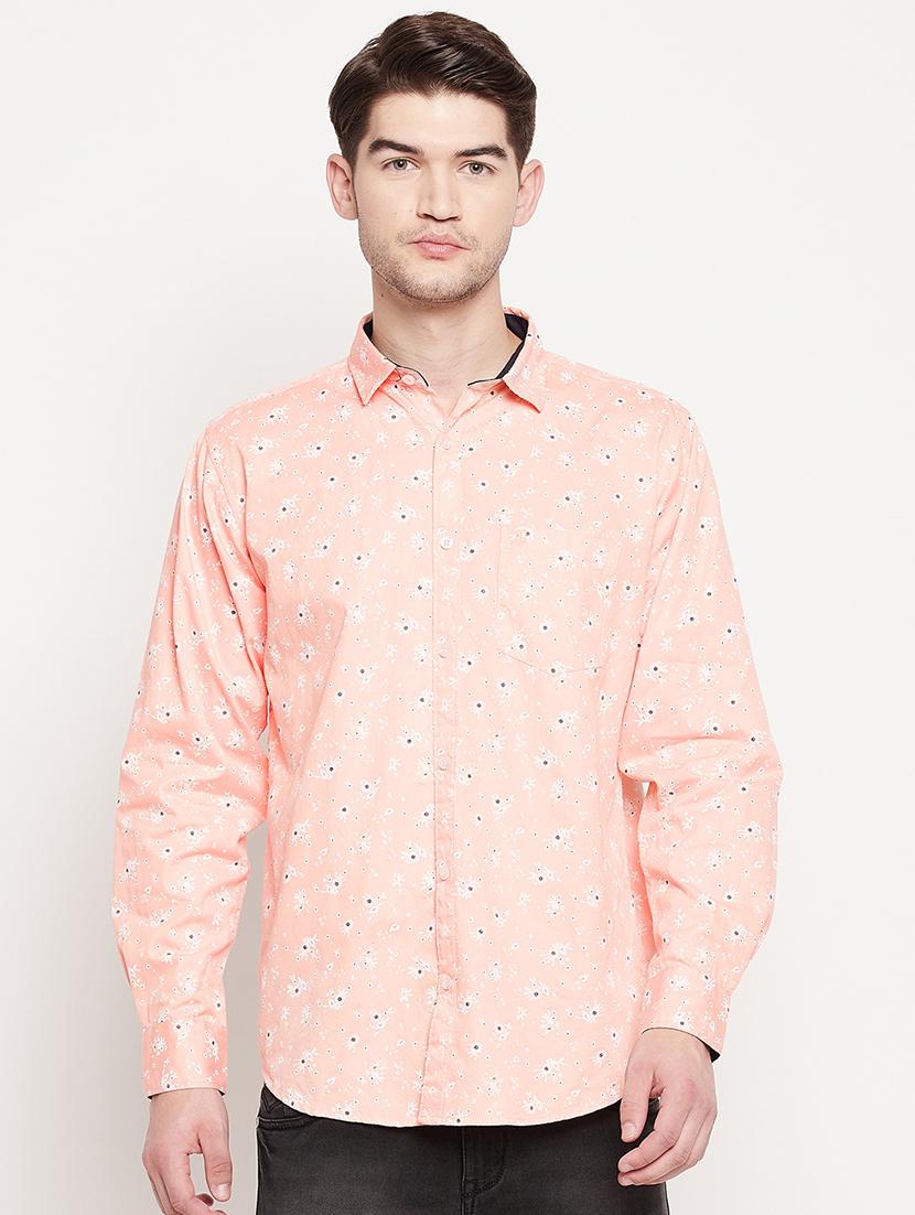 peach printed casual shirt - 18393170 -  Zoom Image - 0
