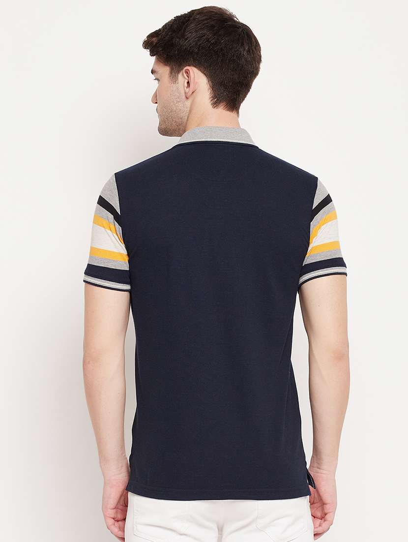 navy-blue color-blocked polo t-shirt  - 18393221 -  Standard Image - 2