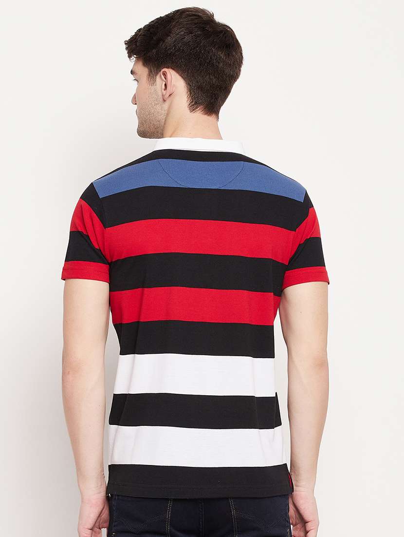 black striped polo t-shirt  - 18393223 -  Standard Image - 2
