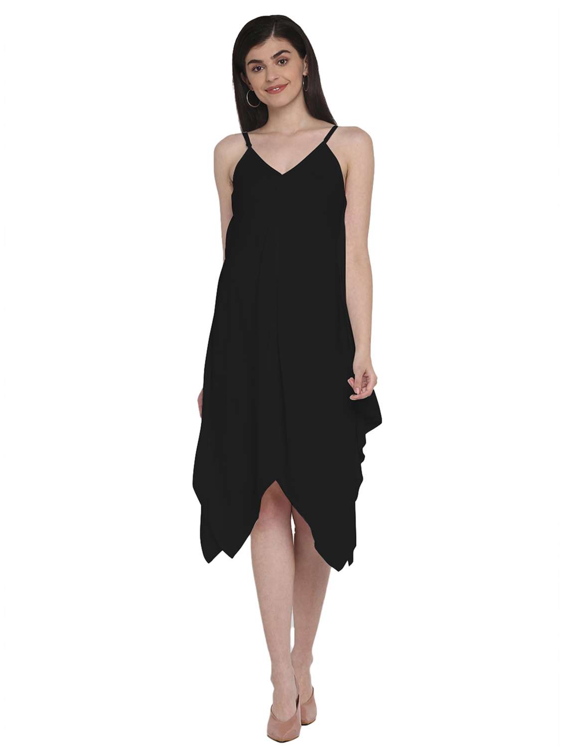 women's asymmetric solid dress