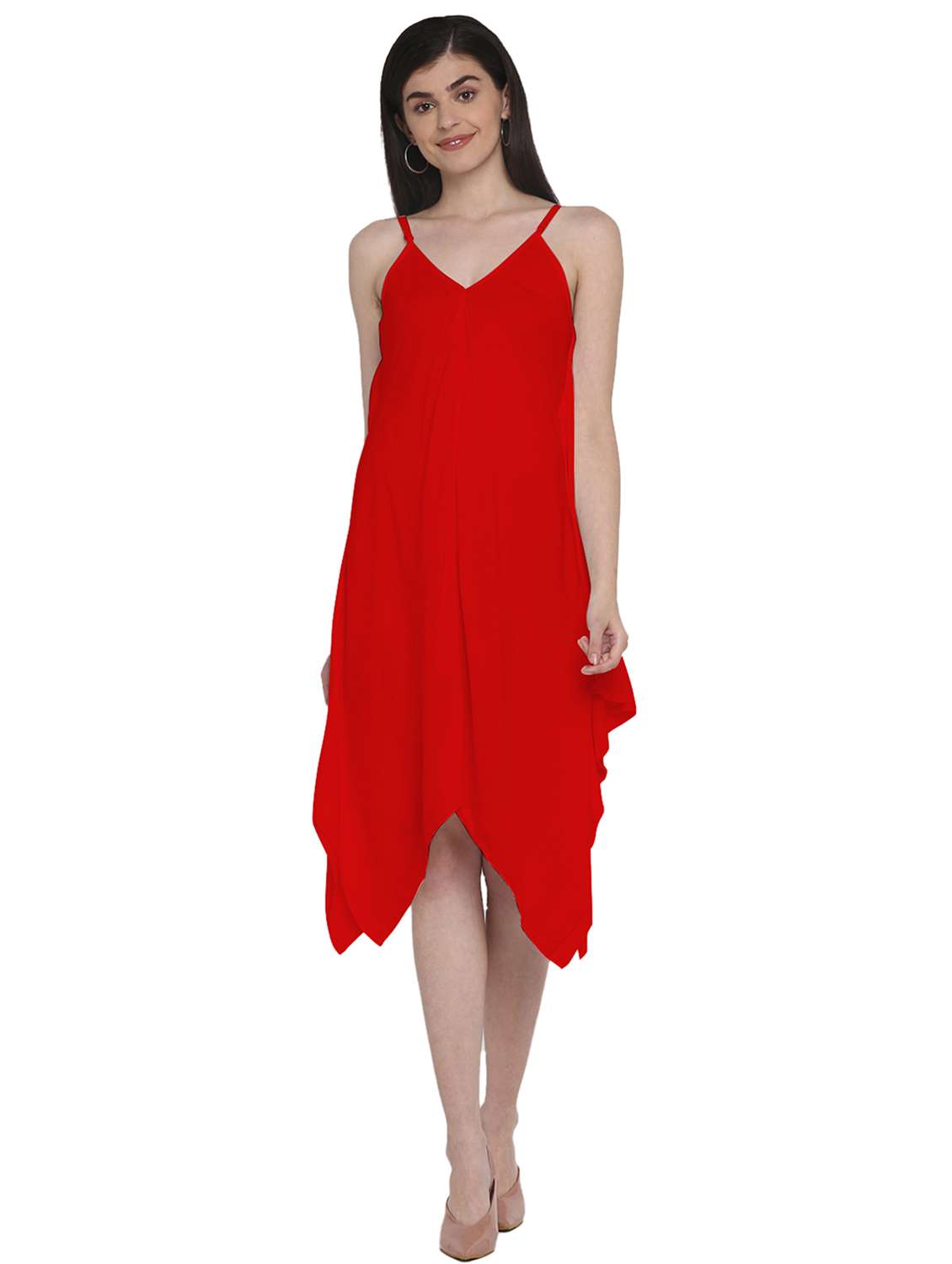 women's asymmetric solid dress
