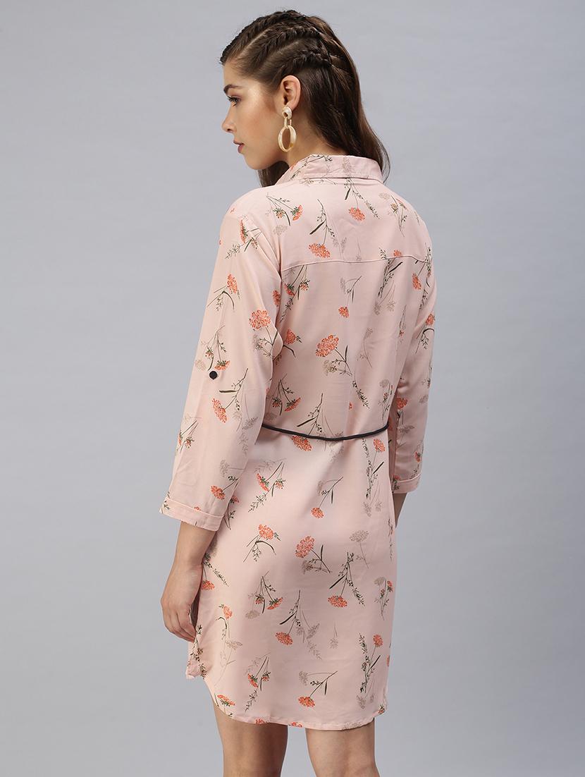 tie front floral shirt dress - 18393315 - Standard Image - 2