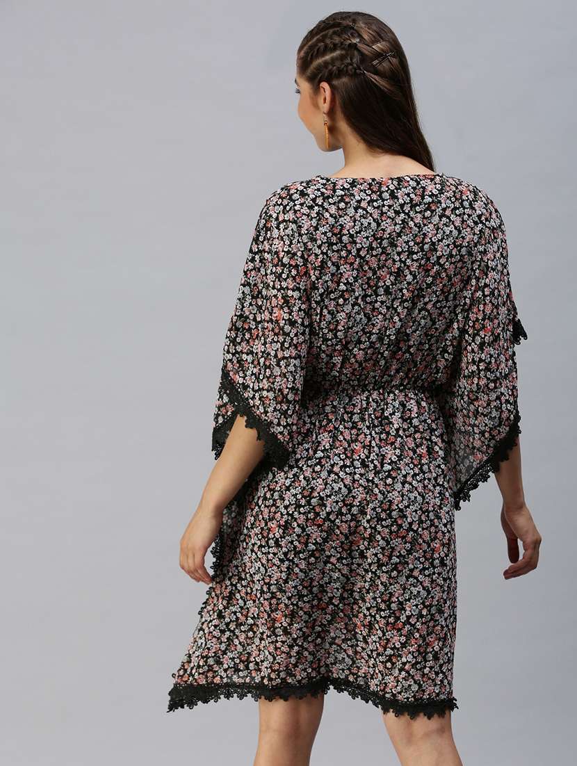 round neck floral straight dress - 18393338 -  Standard Image - 2