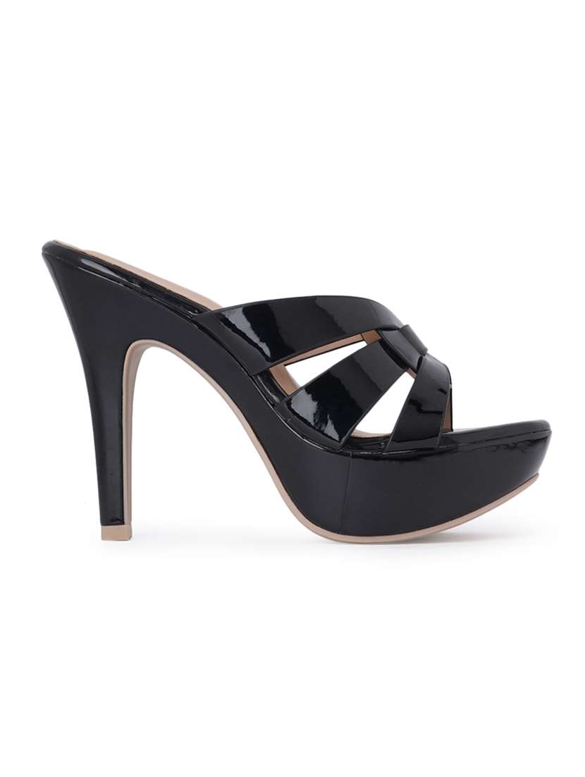 black synthetic slip on sandals - 18393508 -  Standard Image - 2