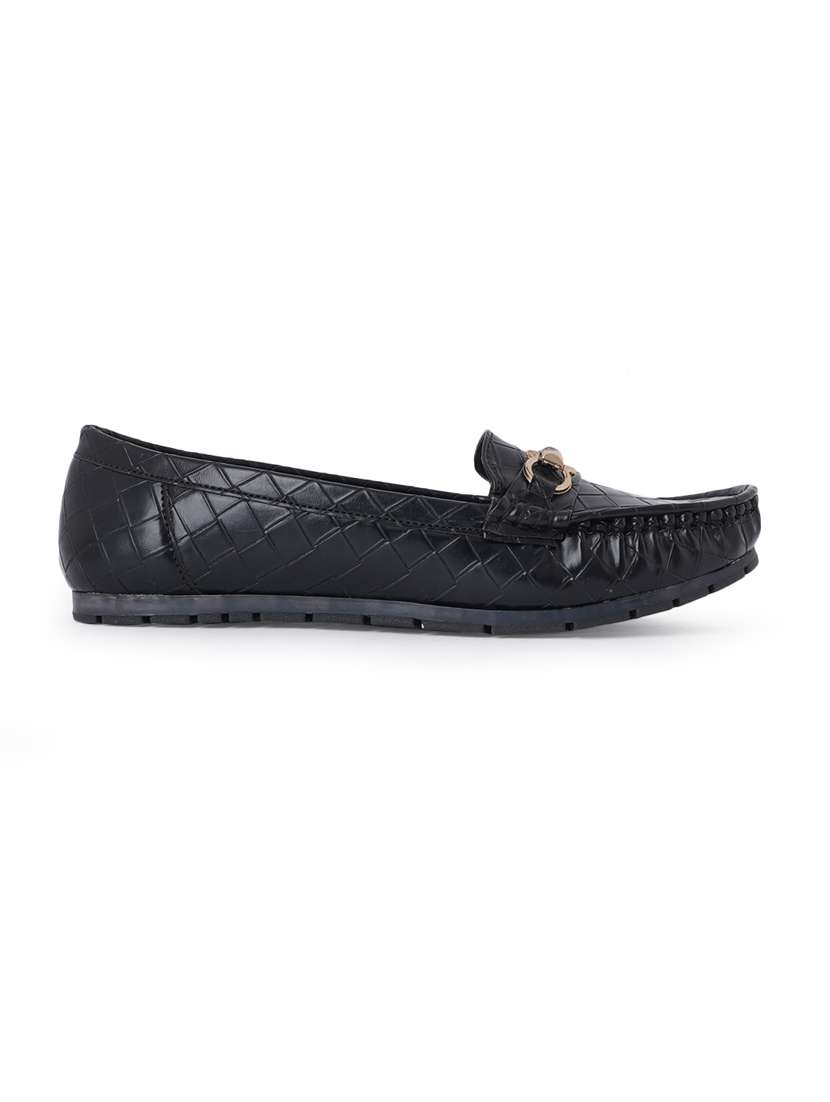 black synthetic slip on loafers - 18393514 -  Standard Image - 2