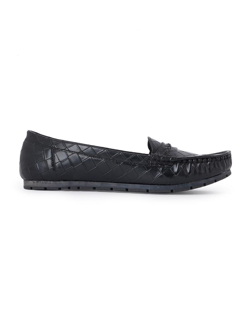 black synthetic slip on loafers - 18393519 - Standard Image - 2