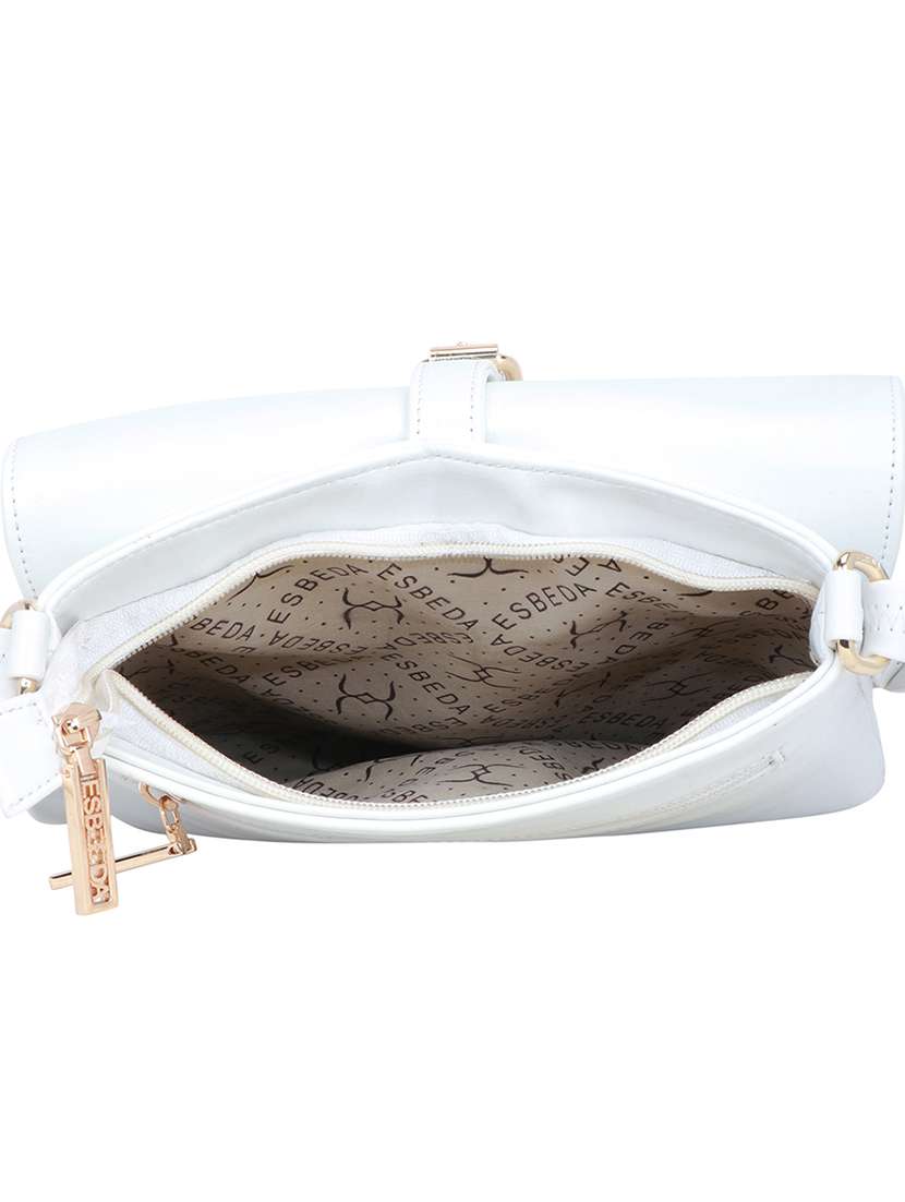 white solid regular sling bag - 18393709 - Standard Image - 2