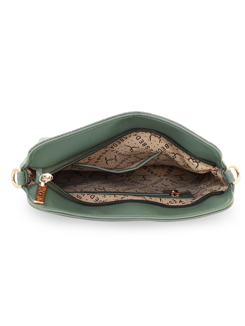 olive textured regular sling bag - 18393722 - Standard Image - 2
