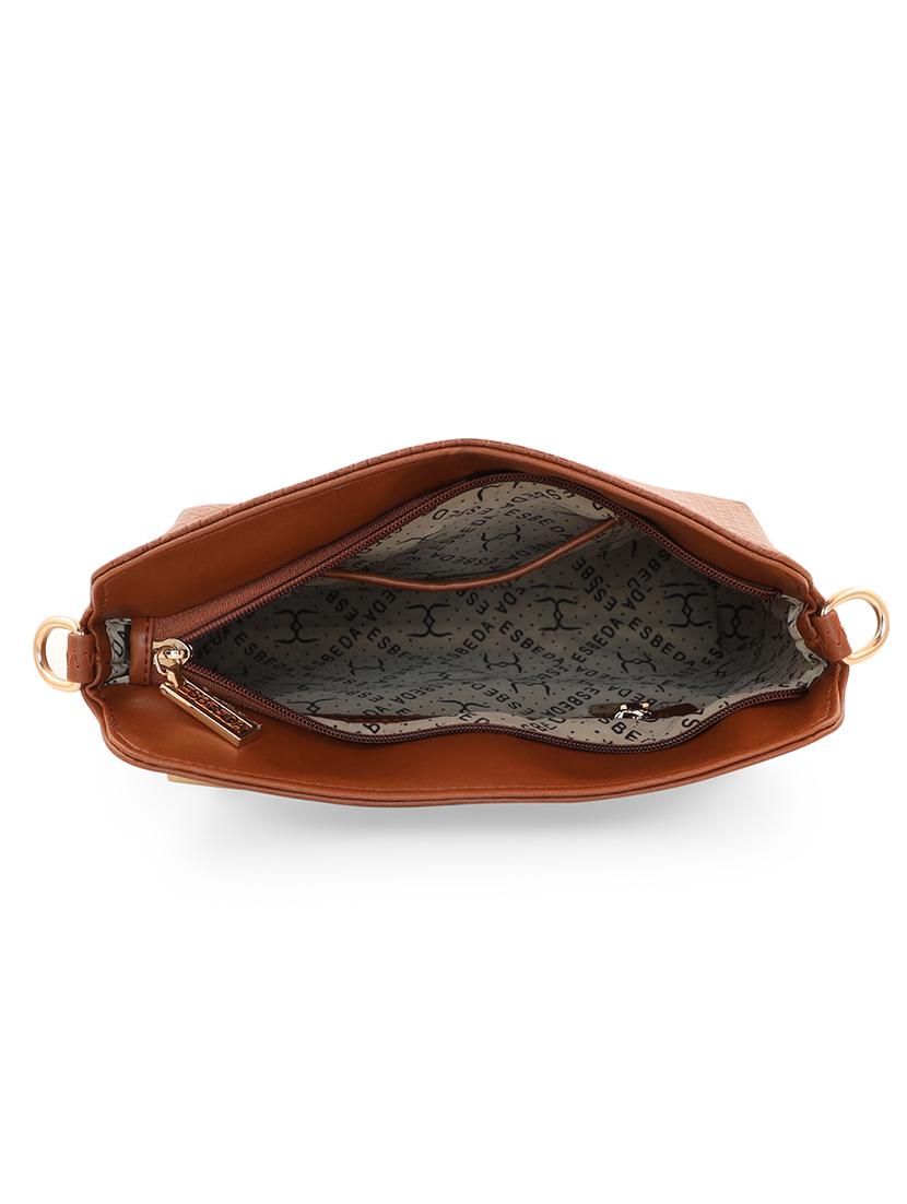 tan textured regular sling bag - 18393727 - Standard Image - 2
