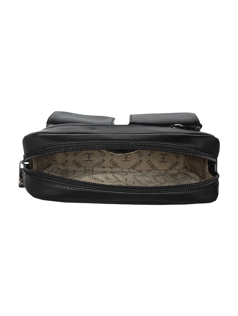 black solid regular sling bag - 18393744 - Standard Image - 2