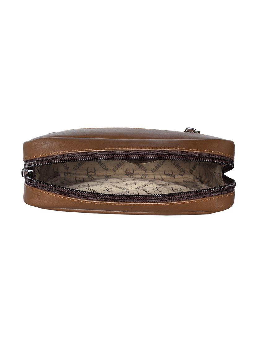khaki solid regular sling bag - 18393748 - Standard Image - 2
