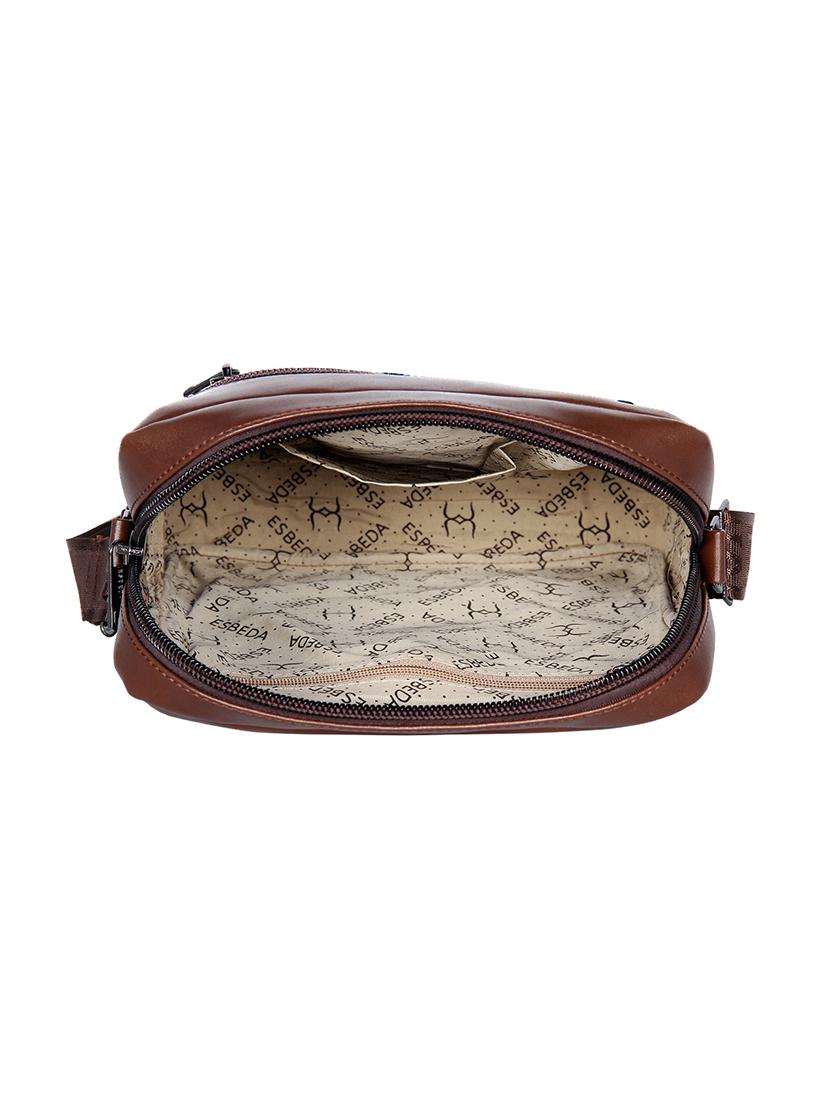brown solid regular sling bag - 18393750 - Standard Image - 2