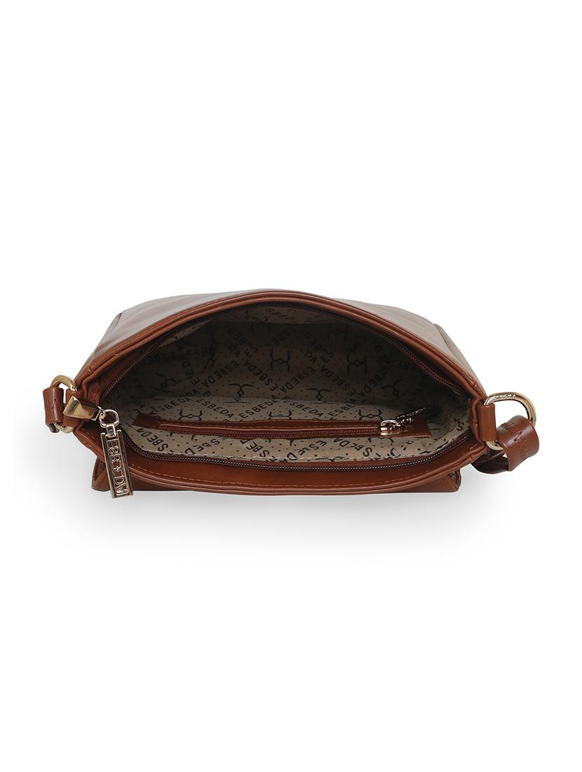 tan solid regular sling bag - 18393839 - Standard Image - 2