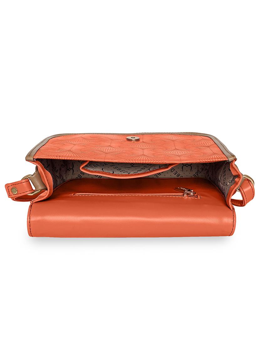 orange textured regular sling bag - 18393862 - Standard Image - 2