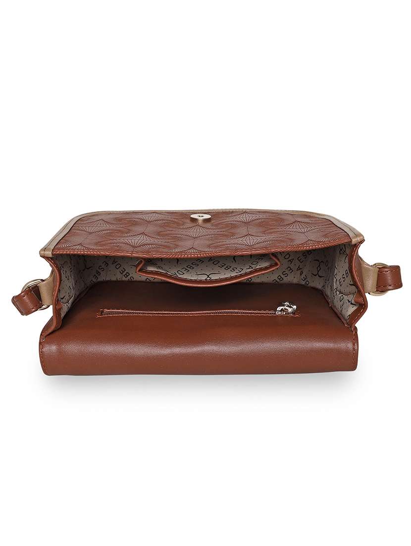 tan textured regular sling bag - 18393869 -  Standard Image - 2