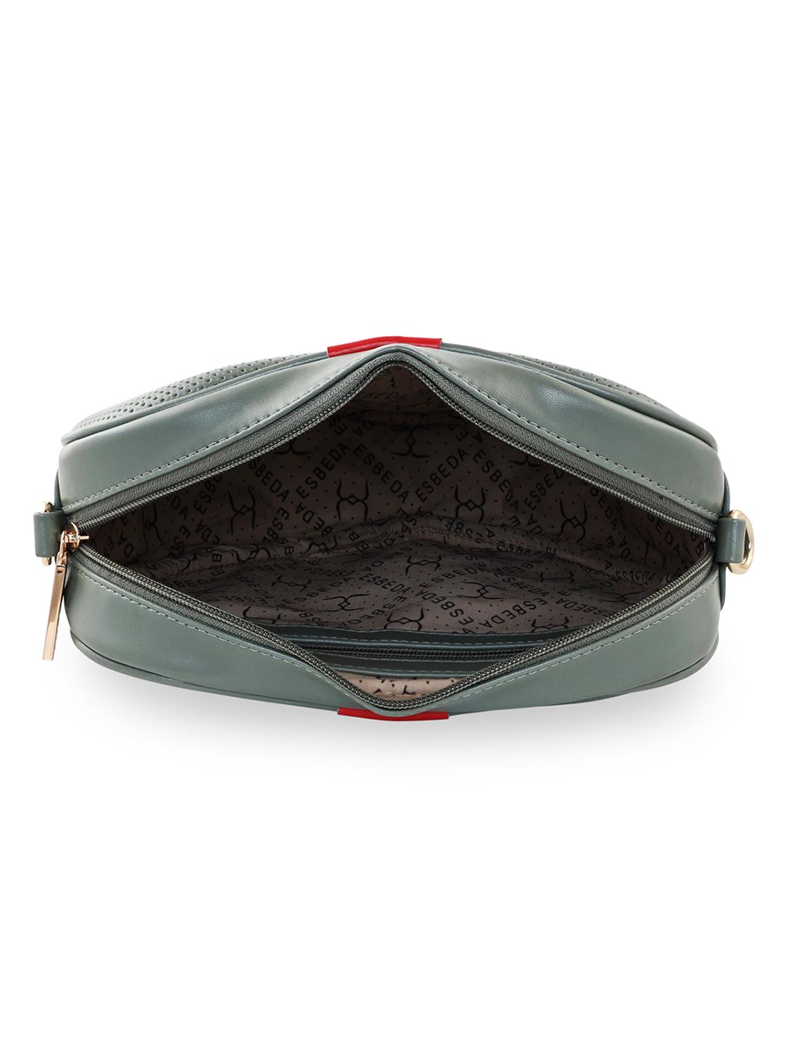 olive textured regular sling bag - 18393885 - Standard Image - 2